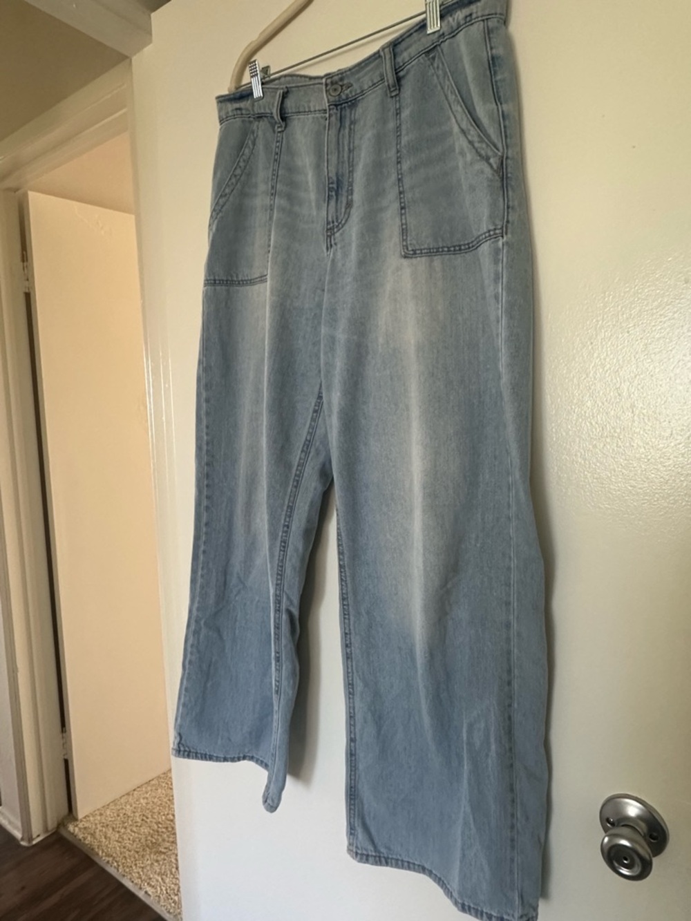Lucky Vintage Wide Leg Jeans 12 31 Light Wash High Rise Utility - Picture 2 of 10